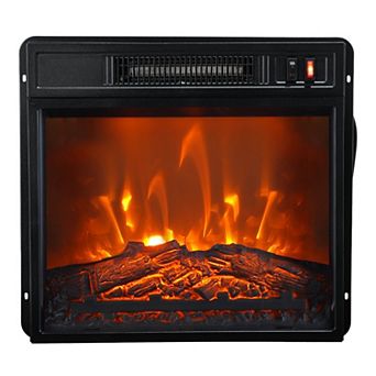 iHomeadore 19" Modern Black Insert Electric Fireplace with LED Flame Effect