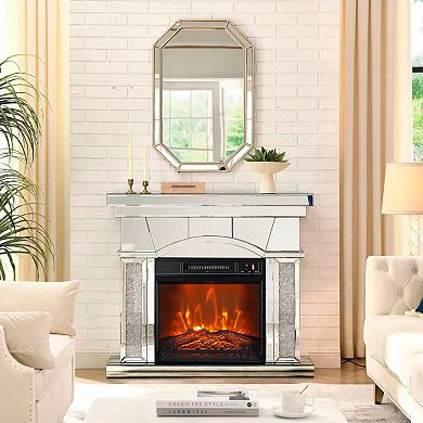 iHomeadore 19" Modern Black Insert Electric Fireplace with LED Flame Effect