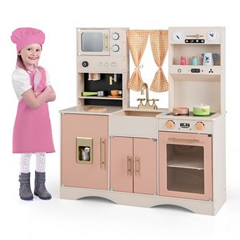 Kids Kitchen Playset with Stove and Storage Shelves