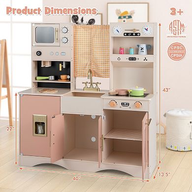 Kids Kitchen Playset with Stove and Storage Shelves