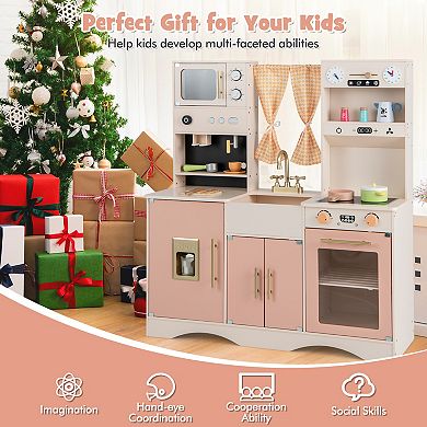 Kids Kitchen Playset with Stove and Storage Shelves
