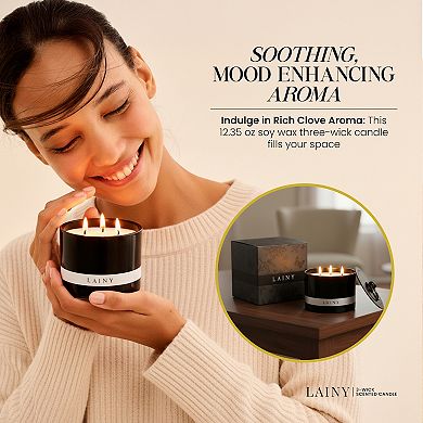 Clove Scent 3-Wick Scented Candle With Zinc Alloy Lid - 12.35 oz