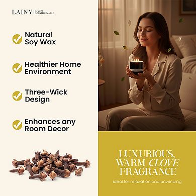 Clove Scent 3-Wick Scented Candle With Zinc Alloy Lid - 12.35 oz