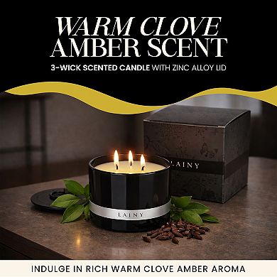 Clove Scent 3-Wick Scented Candle With Zinc Alloy Lid - 12.35 oz