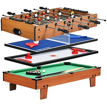 4-in-1 Combo Game Table with Foosball, Billiards, and Hockey