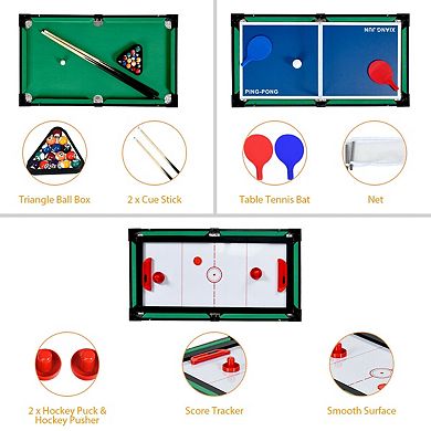 4-in-1 Combo Game Table with Foosball, Billiards, and Hockey