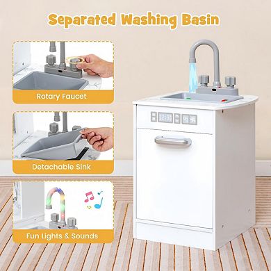 Kids Corner Play Kitchen Set with Lights, Sounds, Sink, Ice Maker and Storage