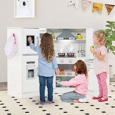 Kids Corner Play Kitchen Set with Lights, Sounds, Sink, Ice Maker and Storage