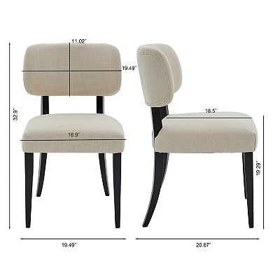 GOMYHOME Modern Beige Upholstered Dining Chair with Cushioned Backrest and Black Wooden Legs