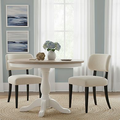 GOMYHOME Modern Beige Upholstered Dining Chair with Cushioned Backrest and Black Wooden Legs