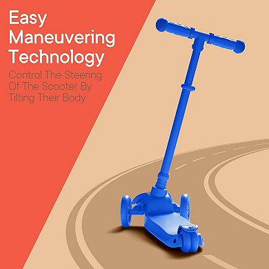 Mini 3-Wheel Kids Scooter, LED Light-Up Wheels, Adjustable Handlebar, Wide Anti-Slip Deck