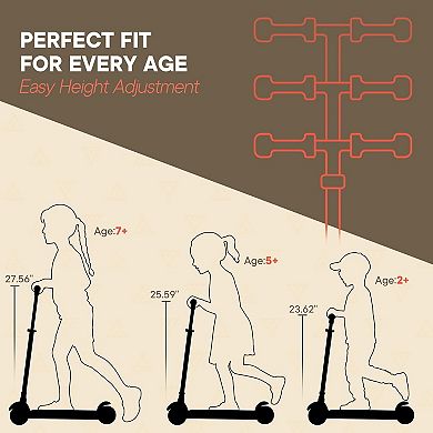 Mini 3-Wheel Kids Scooter, LED Light-Up Wheels, Adjustable Handlebar, Wide Anti-Slip Deck