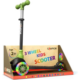 Mini 3-Wheel Kids Scooter, LED Light-Up Wheels, Adjustable Handlebar, Wide Anti-Slip Deck