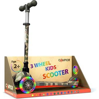 Mini 3-Wheel Kids Scooter, LED Light-Up Wheels, Adjustable Handlebar, Wide Anti-Slip Deck
