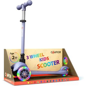 Mini 3-Wheel Kids Scooter, LED Light-Up Wheels, Adjustable Handlebar, Wide Anti-Slip Deck