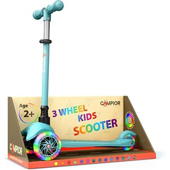 Mini 3-Wheel Kids Scooter, LED Light-Up Wheels, Adjustable Handlebar, Wide Anti-Slip Deck