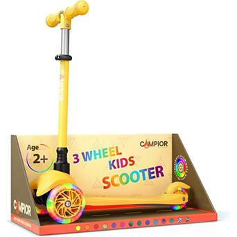 Mini 3-Wheel Kids Scooter, LED Light-Up Wheels, Adjustable Handlebar, Wide Anti-Slip Deck