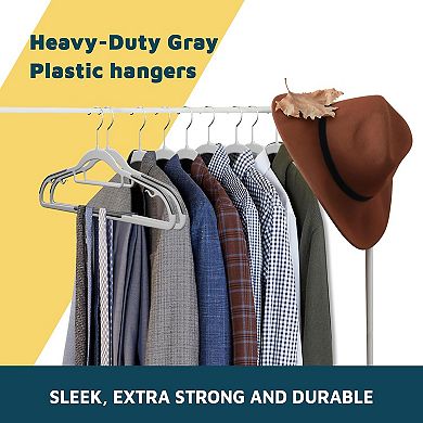 Lifemaster Plastic Hanger Set Slim, Nonslip Rubber Coating with 360° Swivel Hook Pack of 80