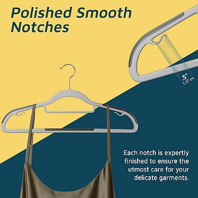 Lifemaster Plastic Hanger Set Slim, Nonslip Rubber Coating with 360° Swivel Hook Pack of 20