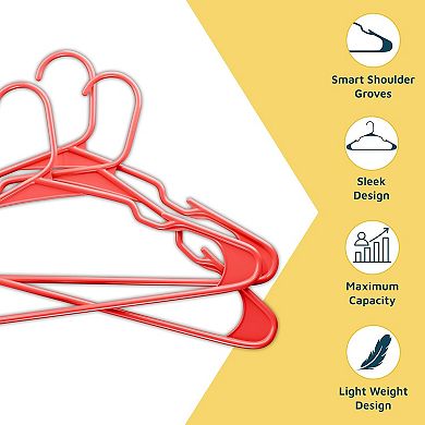 Lifemaster Plastic Clothes Hangers Heavy Duty, Non-Slip Grooves, Space-Saving, Pack of 10