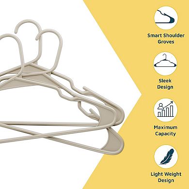 Lifemaster Plastic Clothes Hangers Heavy Duty, Non-Slip Grooves, Space-Saving, Pack of 50