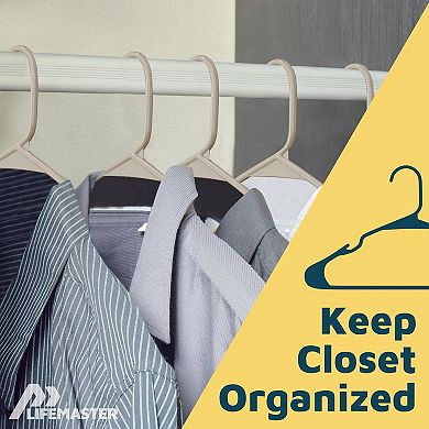 Lifemaster Plastic Clothes Hangers Heavy Duty, Non-Slip Grooves, Space-Saving, Pack of 50