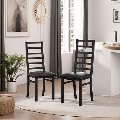 2 PCS Metal Dining Chairs with PU Leather Seats for Kitchen, Living Room