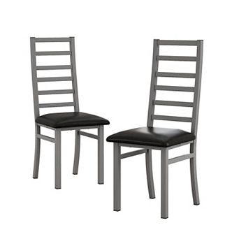 2 pc Metal Dining Chairs with PU Leather Seats for Kitchen, Living Room