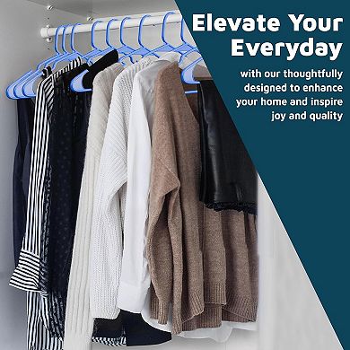 Lifemaster Plastic Clothes Hangers Heavy Duty, Non-Slip Grooves, Space-Saving, Pack of 5