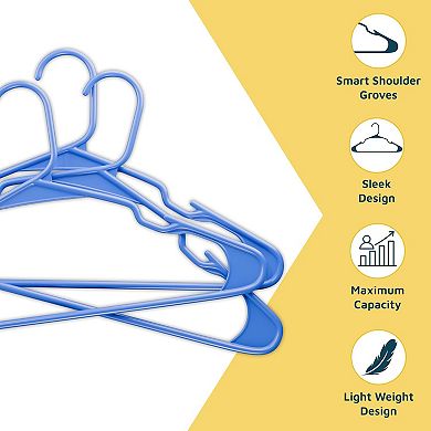 Lifemaster Plastic Clothes Hangers Heavy Duty, Non-Slip Grooves, Space-Saving, Pack of 5
