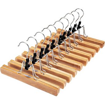 HOUSE DAY Wooden Non Slip Pants Skirt Jeans Hanger with Swivel Hook 10 Pack