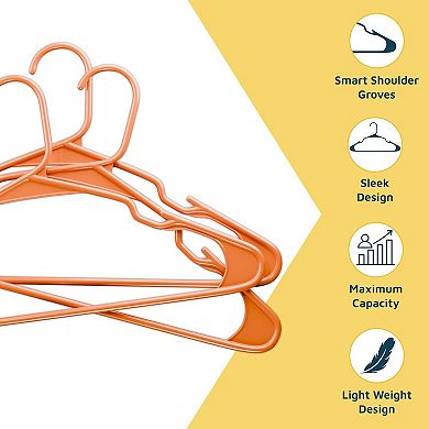 Lifemaster Plastic Clothes Hangers Heavy Duty, Non-Slip Grooves, Space-Saving, Pack of 80