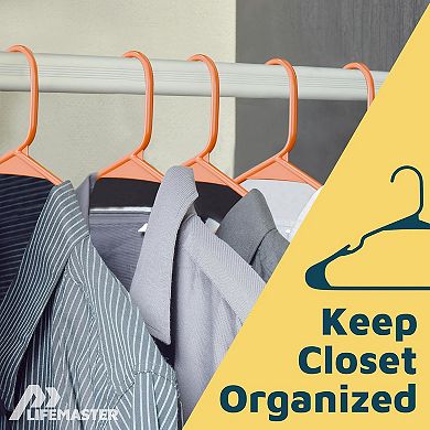 Lifemaster Plastic Clothes Hangers Heavy Duty, Non-Slip Grooves, Space-Saving, Pack of 80