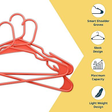 Lifemaster Plastic Clothes Hangers Heavy Duty, Non-Slip Grooves, Space-Saving, Pack of 20