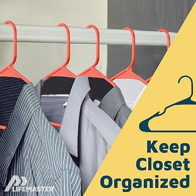 Lifemaster Plastic Clothes Hangers Heavy Duty, Non-Slip Grooves, Space-Saving, Pack of 20