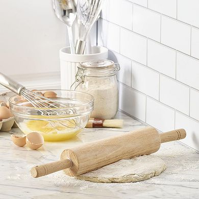 Classic Wood Rolling Pin with Ergonomic Handles for Dough and Baking Tasks