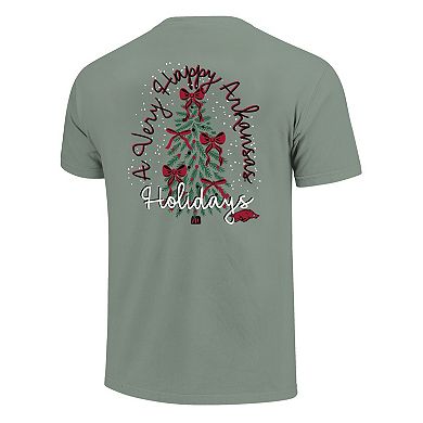 Women's Light Green Arkansas Razorbacks Christmas Tree Comfort Colors T-Shirt