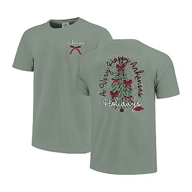 Women's Light Green Arkansas Razorbacks Christmas Tree Comfort Colors T-Shirt