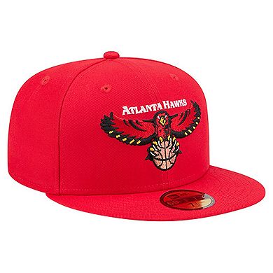 Men's New Era Red Atlanta Hawks Core Logo 59FIFTY Fitted Hat