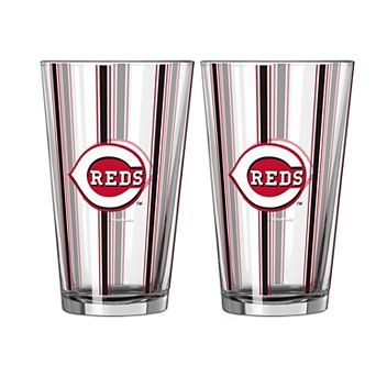 Logo Brands Cincinnati Reds Two-Piece 16oz. Striped Pint Glass Set