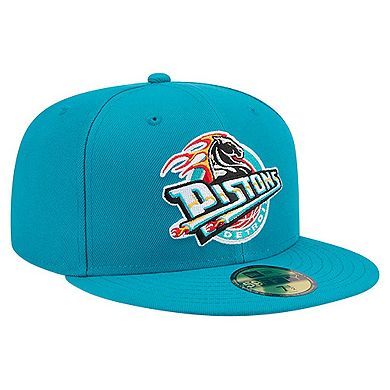Men's New Era Teal Detroit Pistons Core Logo 59FIFTY Fitted Hat