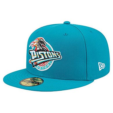 Men's New Era Teal Detroit Pistons Core Logo 59FIFTY Fitted Hat