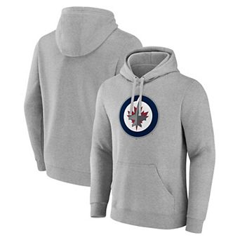Men's Fanatics Heather Gray Winnipeg Jets Primary Logo Pullover Hoodie