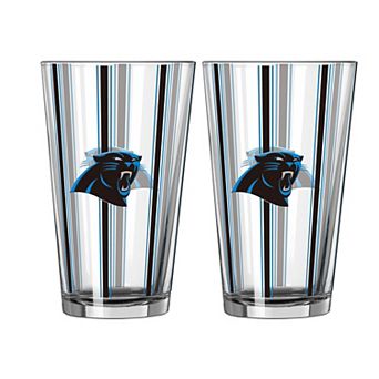 Logo Brands Carolina Panthers Two-Piece 16oz. Striped Pint Glass Set