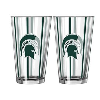 Logo Brands Michigan State Spartans Two-Piece 16oz. Striped Pint Glass Set