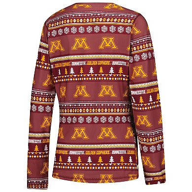 Women's Concepts Sport Maroon Minnesota Golden Gophers Ugly Sweater Holiday Long Sleeve Top & Pants Sleep Set