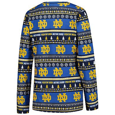 Women's Concepts Sport Navy Notre Dame Fighting Irish Ugly Sweater Holiday Long Sleeve Top & Pants Sleep Set