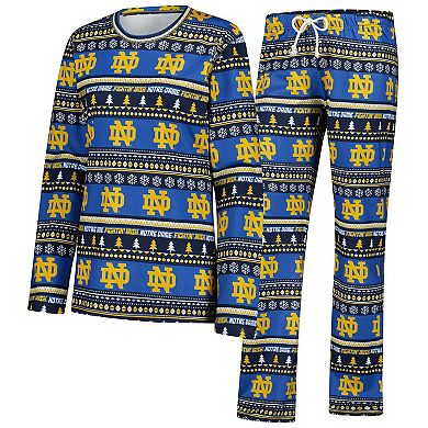 Women's Concepts Sport Navy Notre Dame Fighting Irish Ugly Sweater Holiday Long Sleeve Top & Pants Sleep Set
