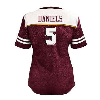 Women's Fanatics Jayden Daniels White Washington Commanders Plus Size Bling V-Neck T-Shirt