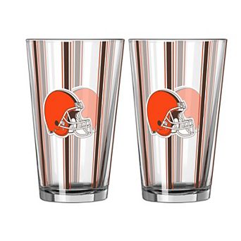 Logo Brands Cleveland Browns Two-Piece 16oz. Striped Pint Glass Set